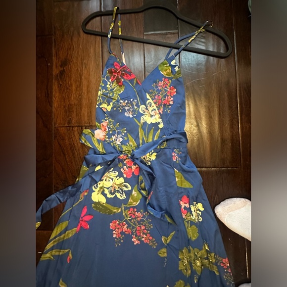 Still the One Blue Floral Print Satin Maxi Dress - Picture 2 of 4